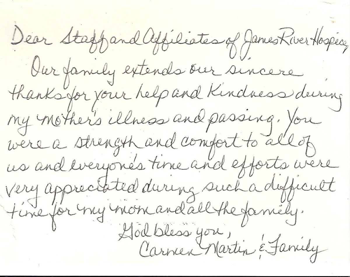 James River Hospice note